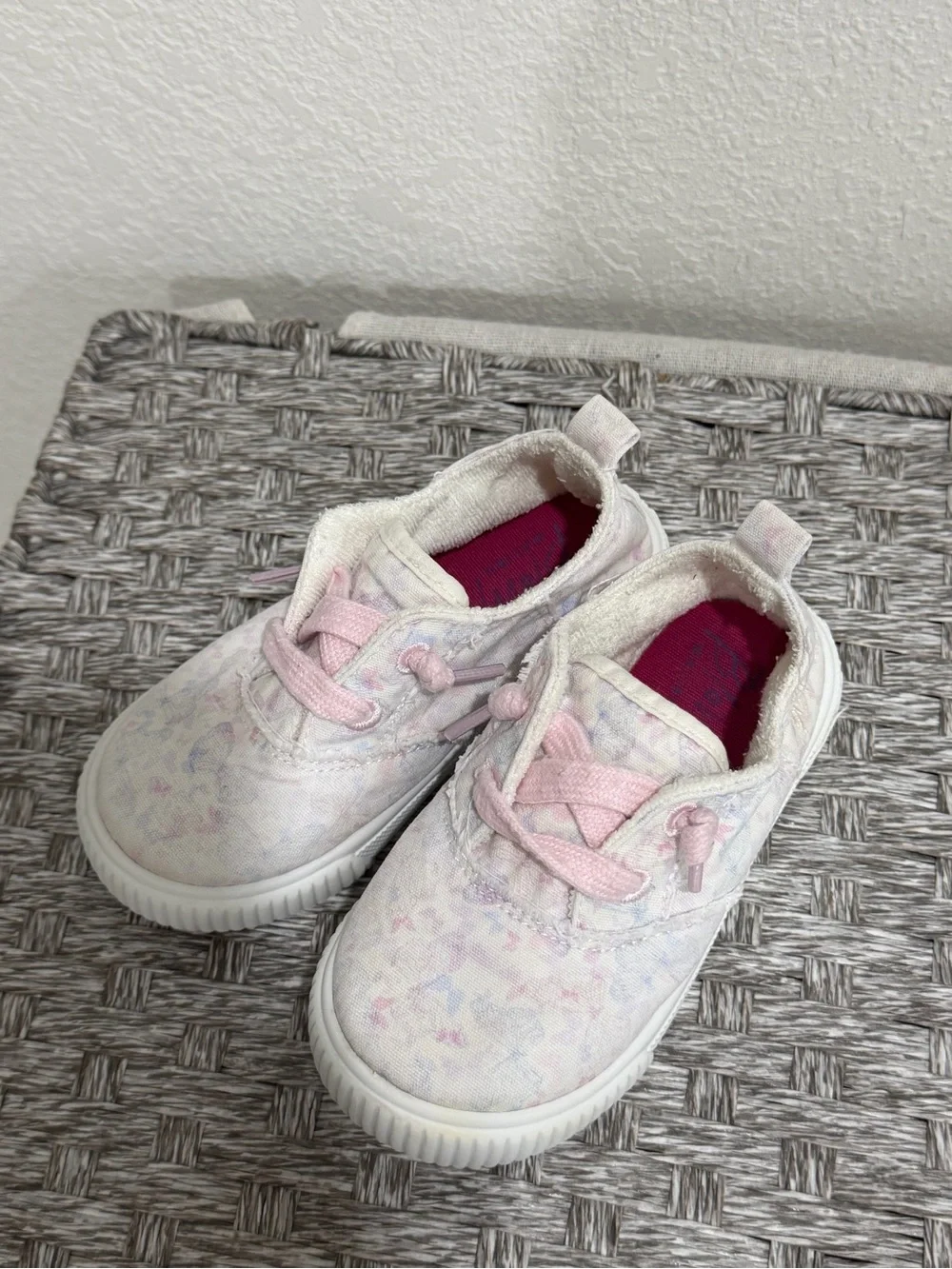 Toddler Canvas Slip-On Sneakers with Pink Accents
